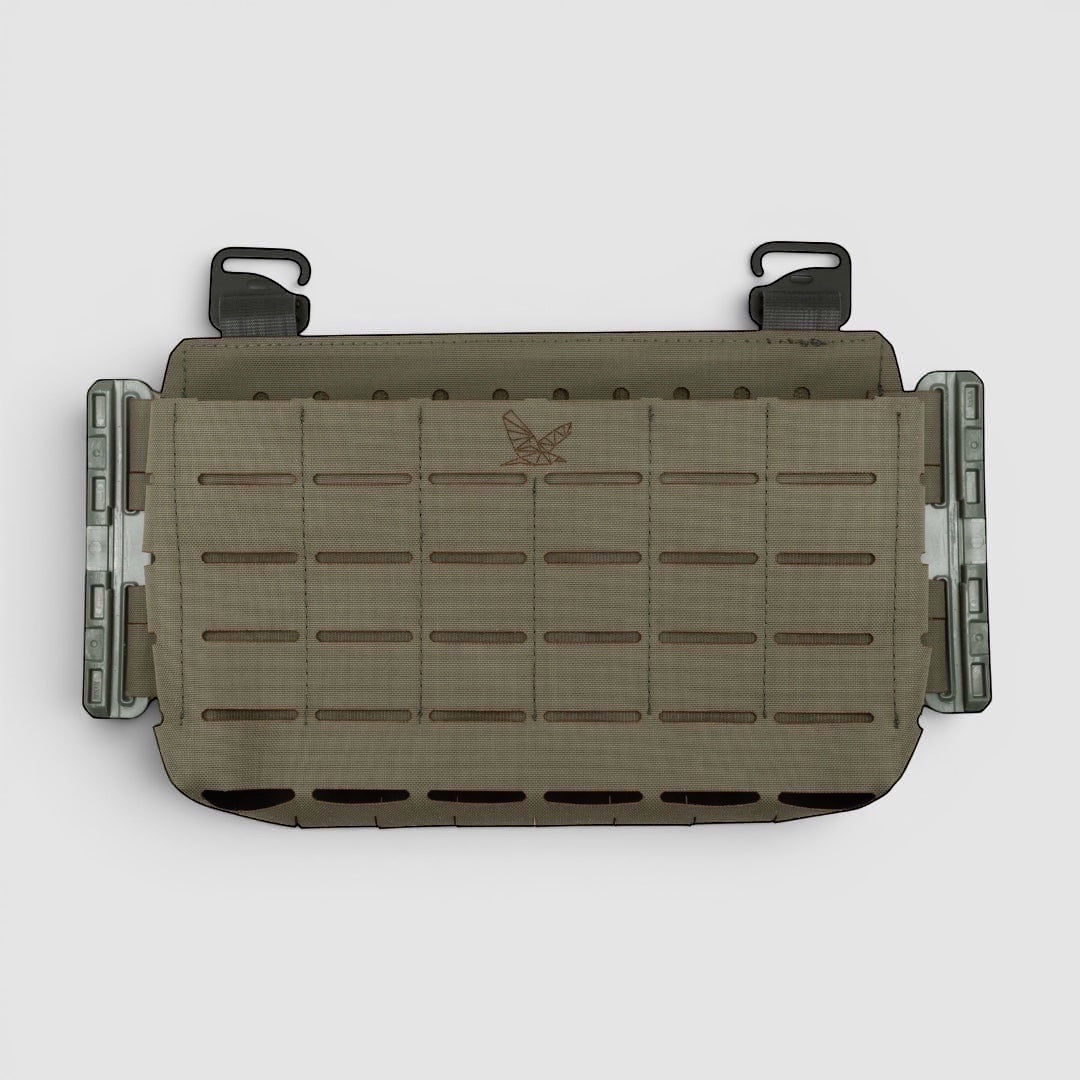 Night Heron Israel X-RAY Kangaroo Placard in olive drab Cordura, designed for 3 rifle magazines with MOLLE webbing.