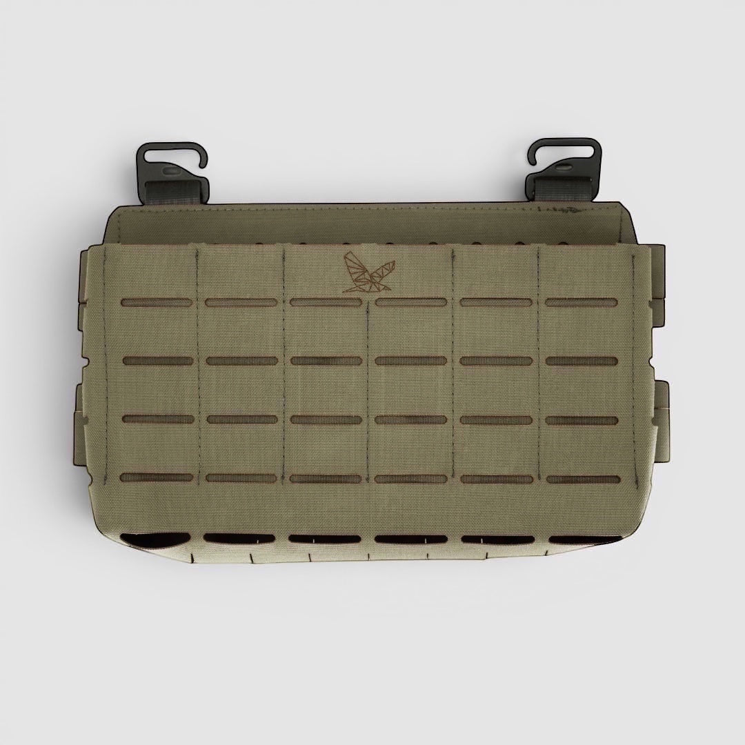 Night Heron Israel X-RAY Kangaroo Placard in olive drab Cordura, designed for 3 rifle magazines with MOLLE webbing.
