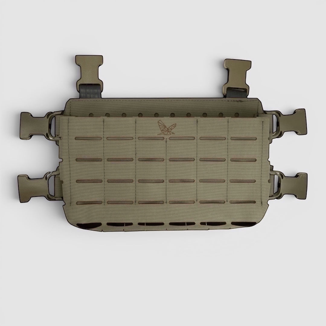 Night Heron Israel X-RAY Kangaroo Placard in olive drab Cordura, designed for 3 rifle magazines with MOLLE webbing.