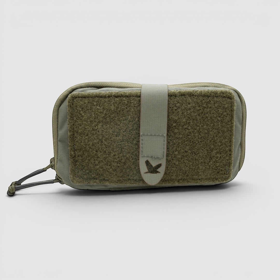 Night Heron Israel olive green Cordura admin pouch with MOLLE compatibility and Velcro closure.