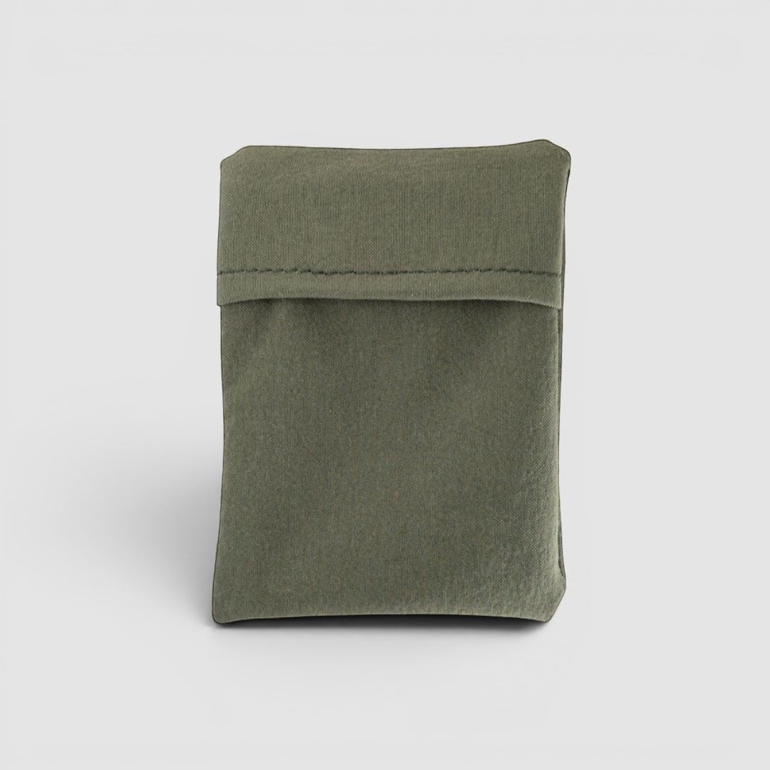 Night Heron Israel X-Ray Flex Pouch Mini, olive green elastic nylon pouch with Velcro closure and MOLLE attachment.