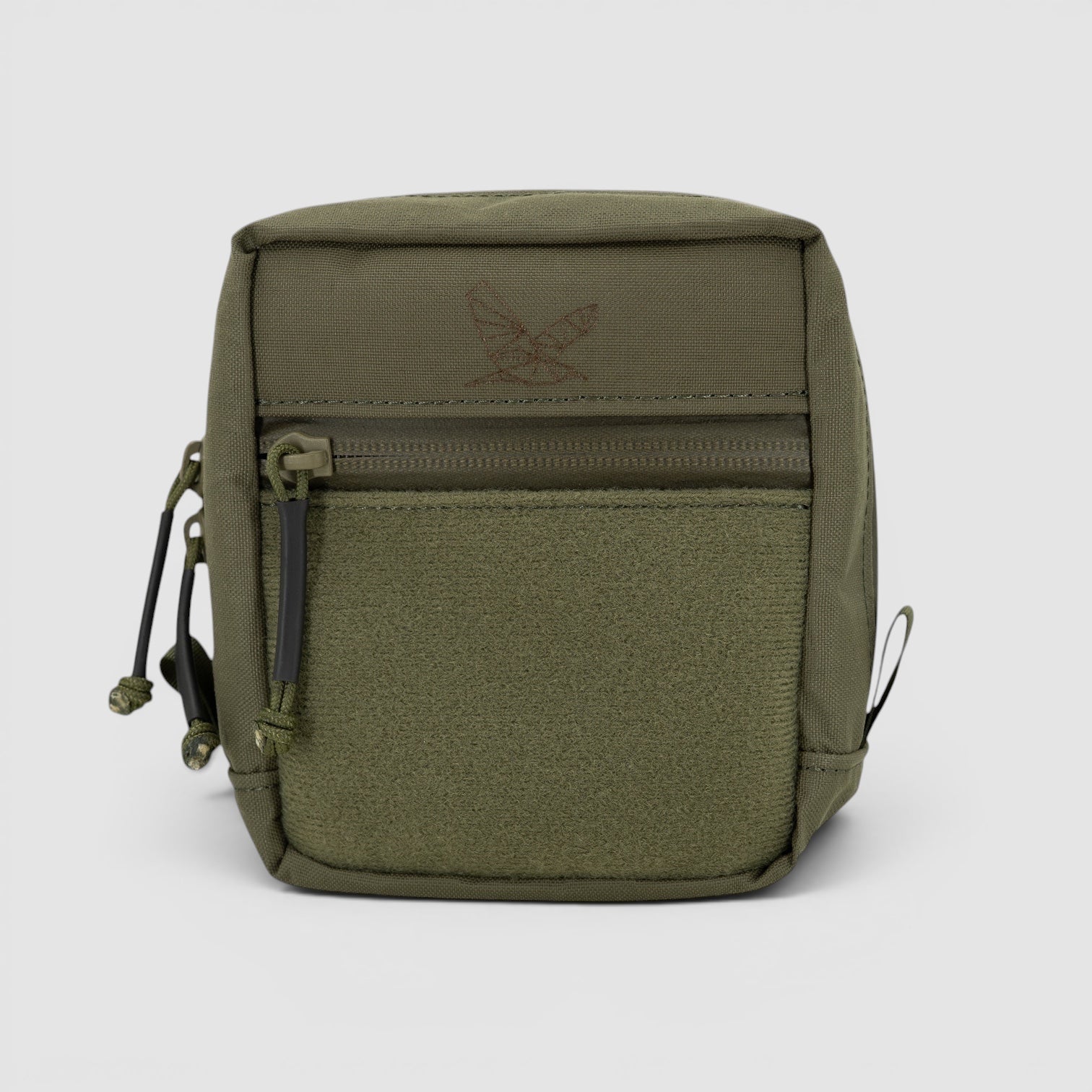 Night Heron Israel olive green modular X-RAY small GP pouch with front loop panel and water-resistant YKK zippers.