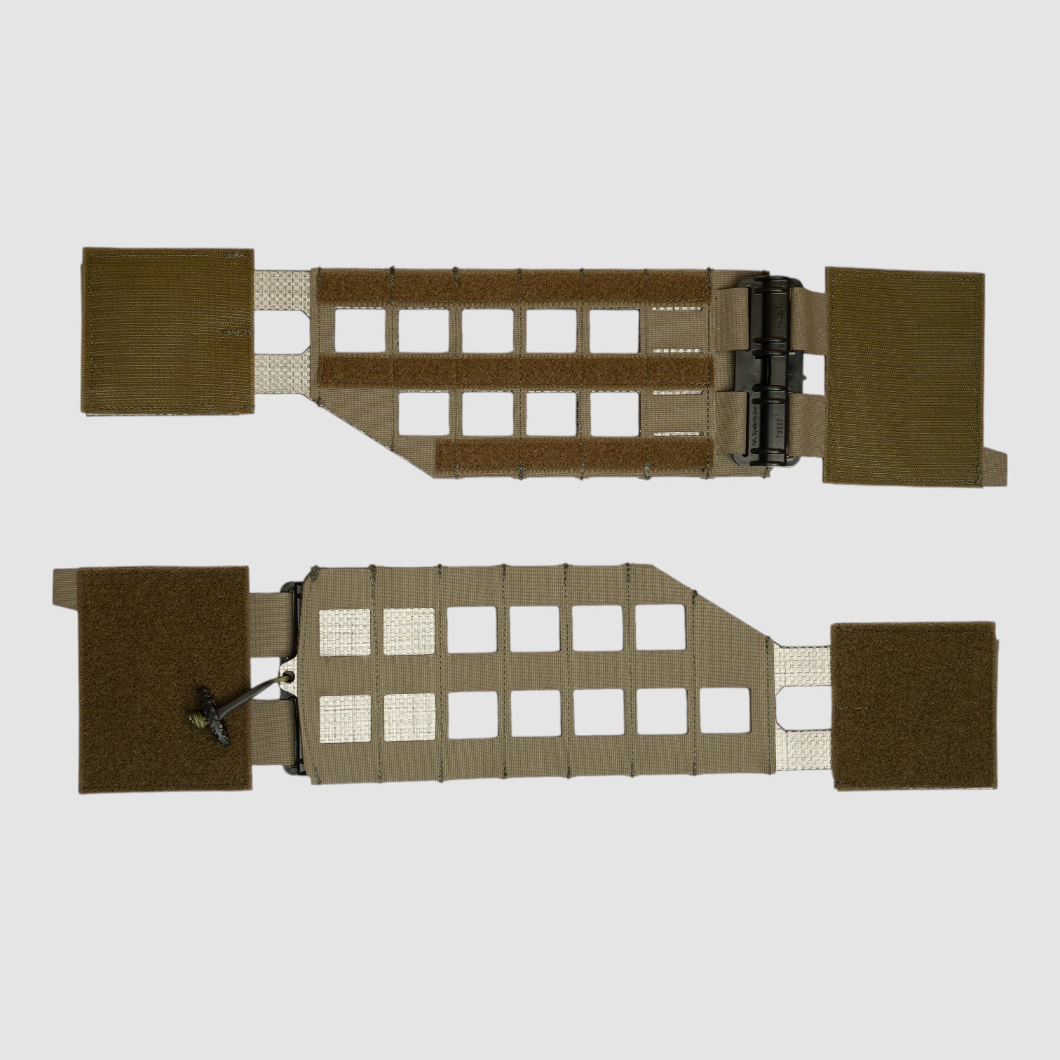 Night Heron Israel X-RAY wide tactical vest cummerbund pair in olive drab with MOLLE webbing and quick-release tubes.