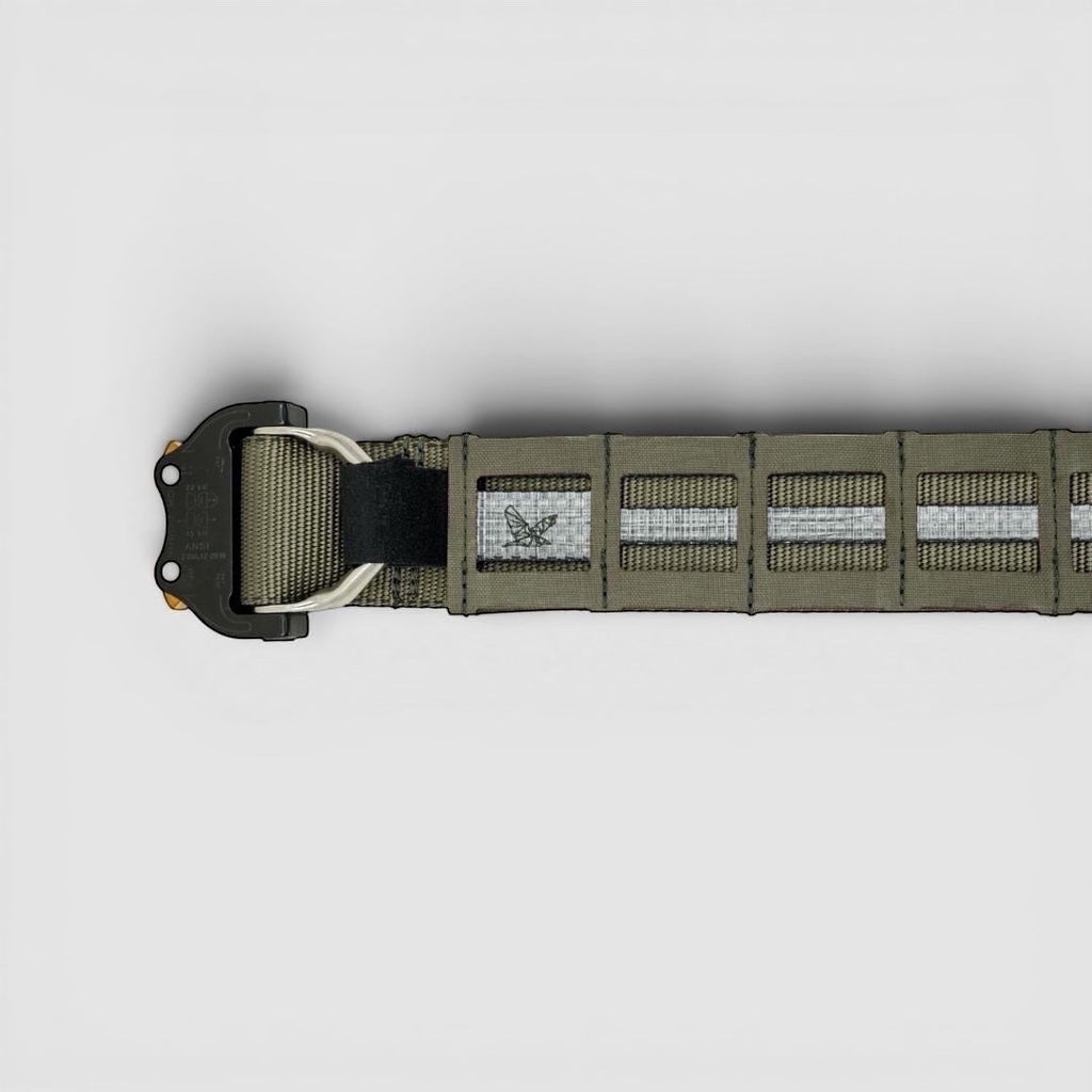 Night Heron Israel X-Ray Combat Belt, olive green tactical belt with MOLLE system and Cobra buckle.