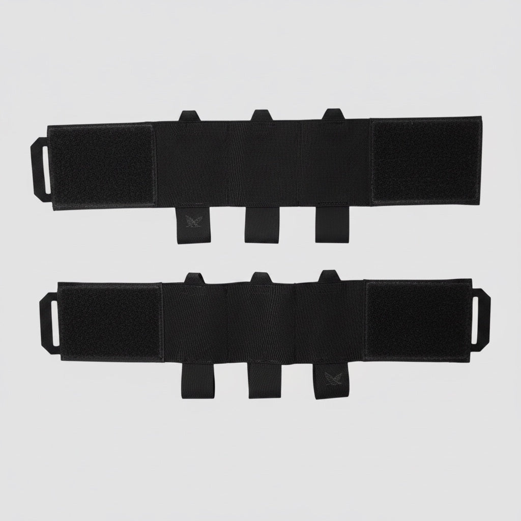 Night Heron Israel X-RAY elastic low profile cummerbund pair in black with MOLLE compatibility and quick release.