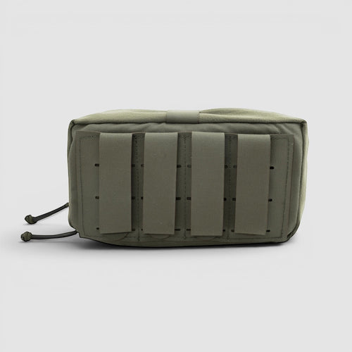 Night Heron Israel olive green Cordura admin pouch with MOLLE straps and elastic closure.