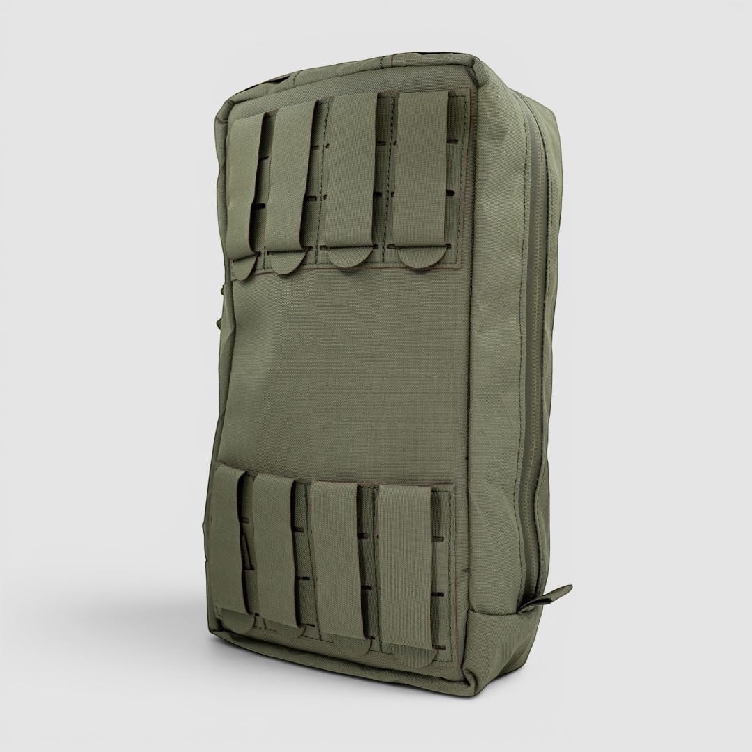 Night Heron Israel olive green tactical pouch with MOLLE webbing and YKK AquaGuard zipper for mission gear.