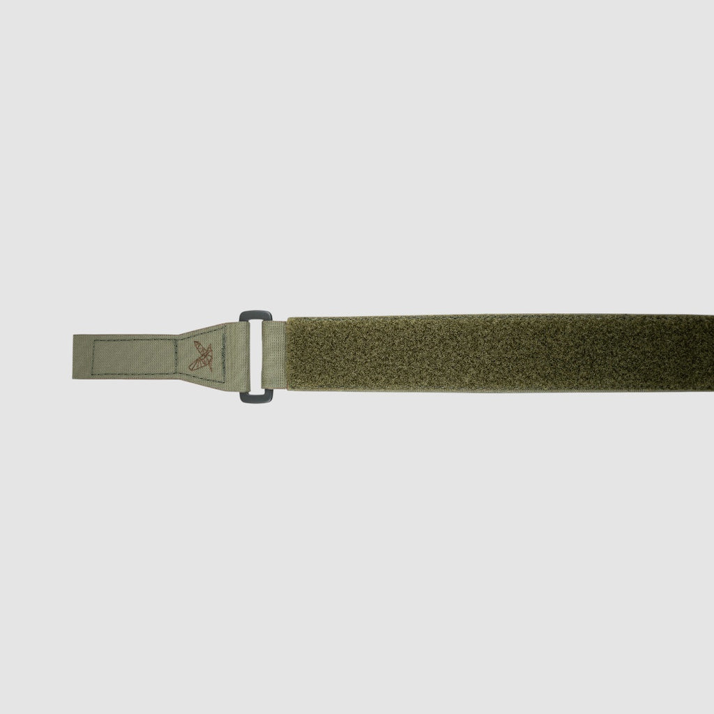 Night Heron Israel olive green tactical inner belt with adjustable buckle and full-length loop velcro for secure attachment.