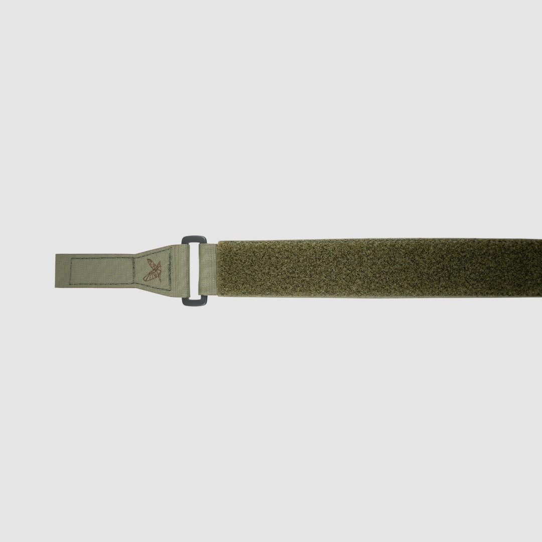 Night Heron Israel olive green tactical inner belt with adjustable buckle and full-length loop velcro for secure attachment.