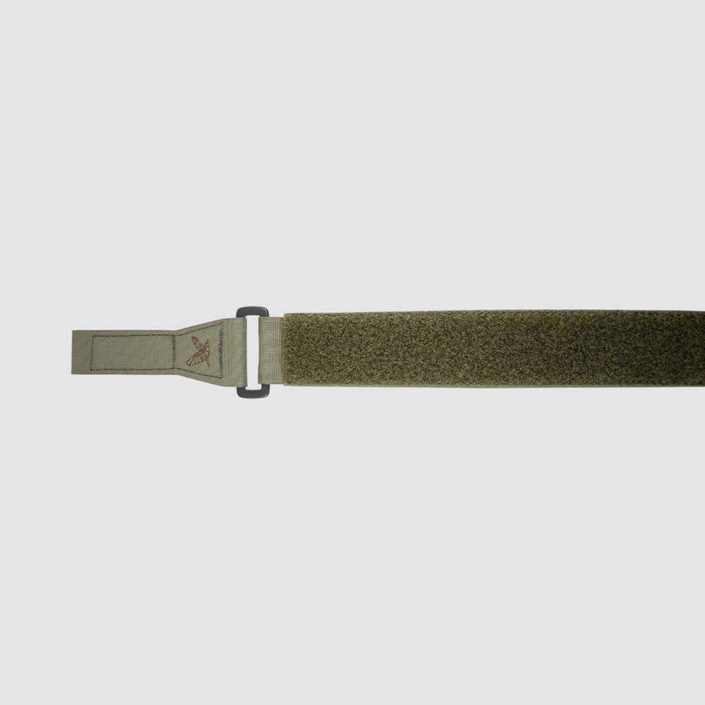 Night Heron Israel X-Ray Combat Belt, olive green tactical belt with MOLLE system and Cobra buckle for carrying gear.