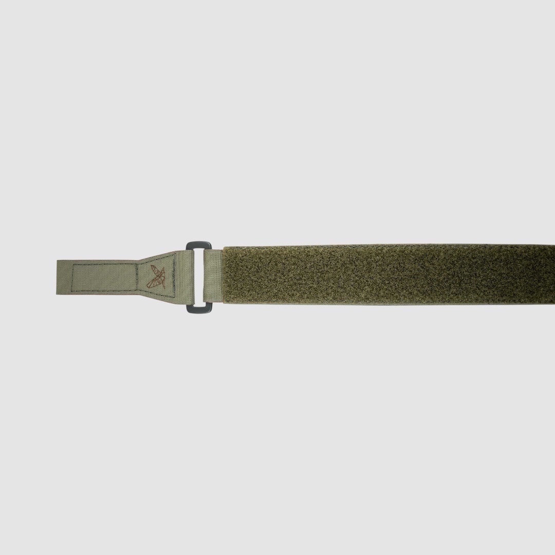 Night Heron Israel X-Ray Combat Belt, olive green tactical belt with MOLLE system and Cobra buckle for carrying gear.