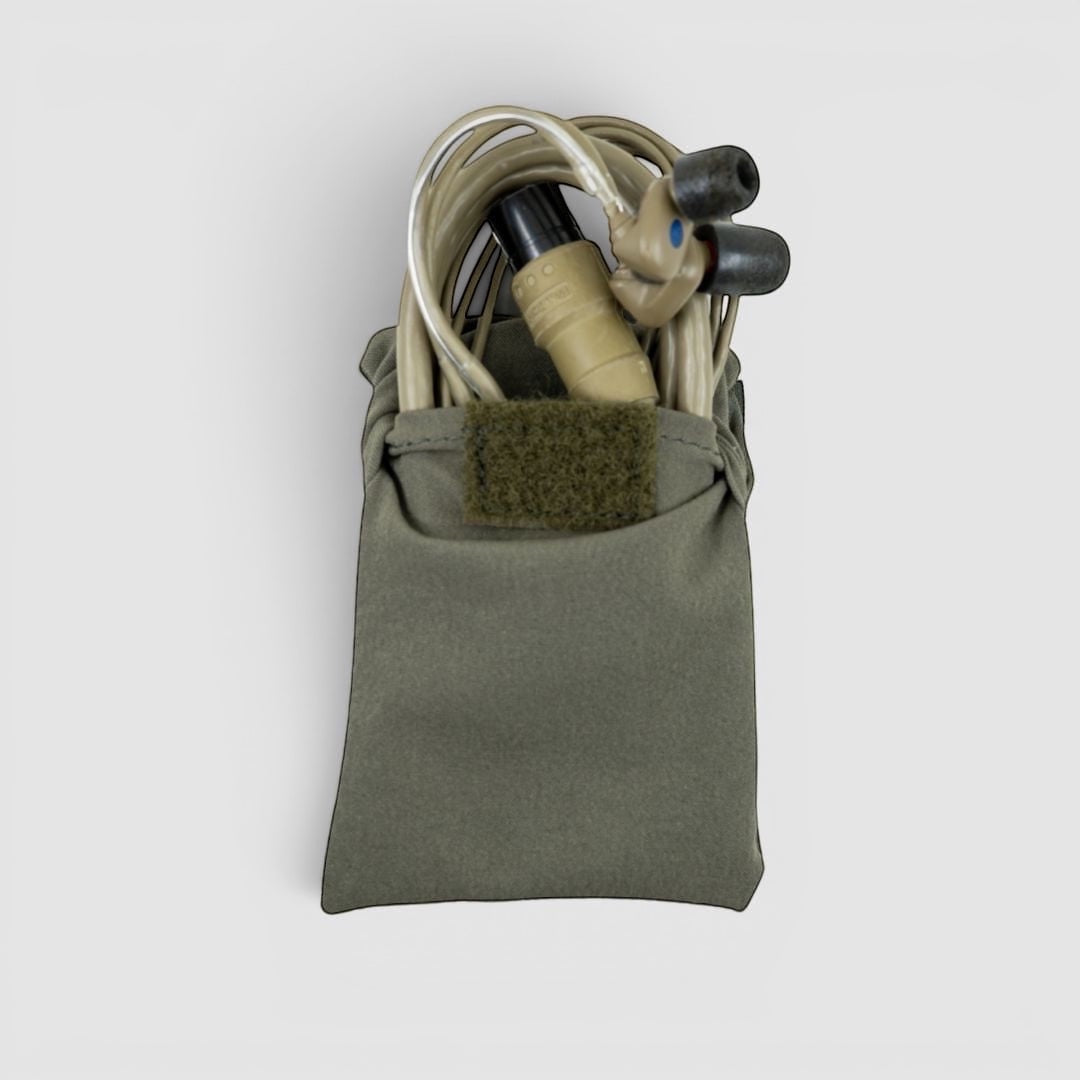 Night Heron Israel X-Ray Flex Pouch Mini in olive green Cordura laminate with Velcro closure, designed for small items.