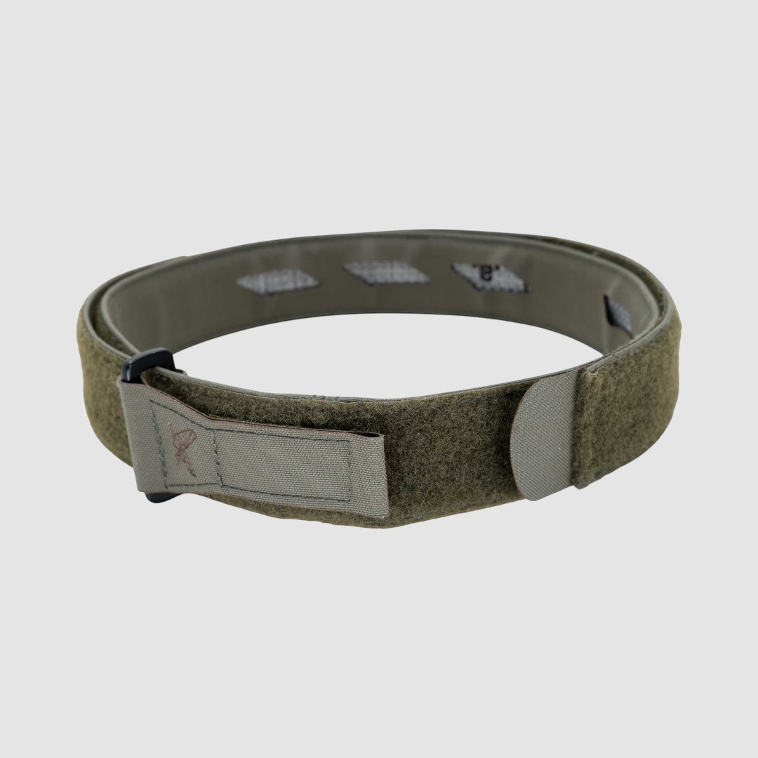 Night Heron Israel olive green tactical inner belt with adjustable Velcro closure and removable Tegris stiffeners.